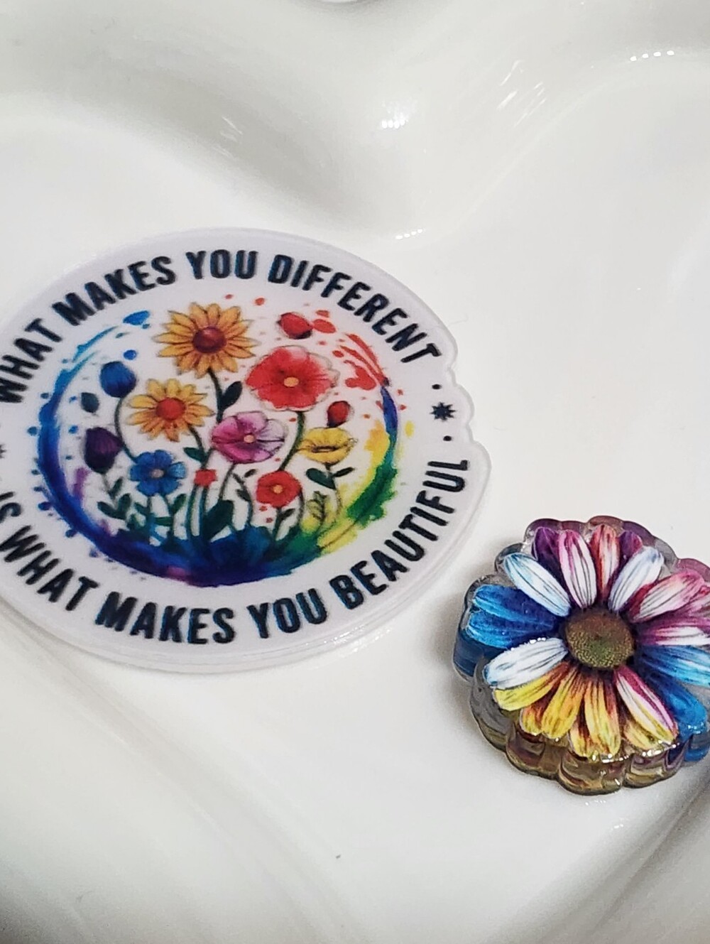 Flowers Beautiful Flatback Focal Bead Badge Beaded Pen Crafts Magnet Keychain